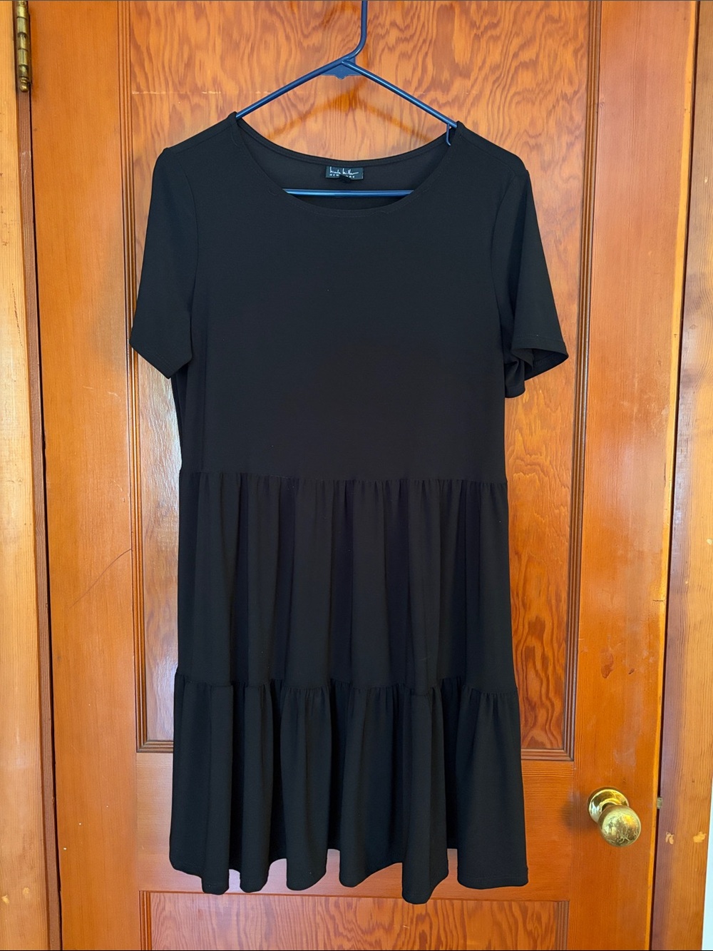 Nicole Miller Black Tiered Short-Sleeve Mini Dress